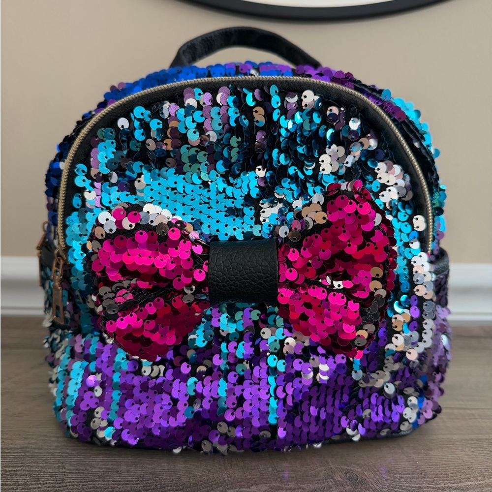 Sequin Mini Backpack with Bow - Multicolor - image 1
